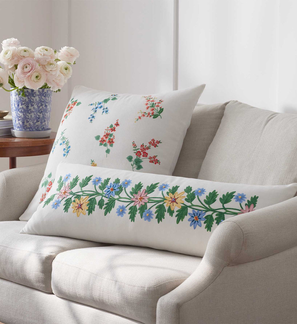 Cloverpaperco™ - Embroidered Lumbar Pillow Cover - Helena