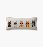 Cloverpaperco™ - Cool Cats Embroidered Lumbar Pillow - White