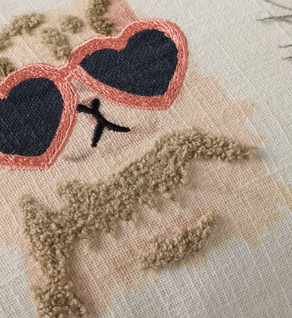 Cloverpaperco™ - Cool Cats Embroidered Lumbar Pillow - White