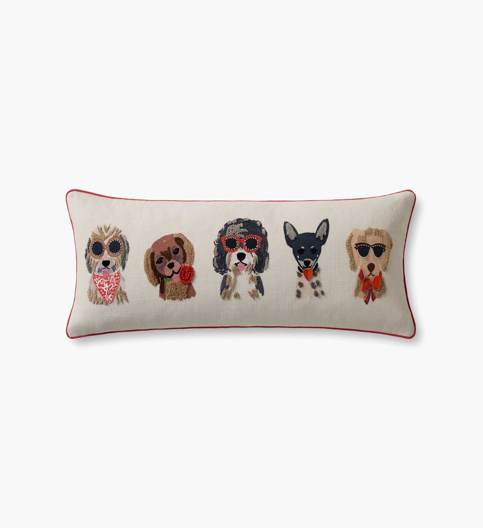 Cloverpaperco™ - Hot Dogs Embroidered Lumbar Pillow - White