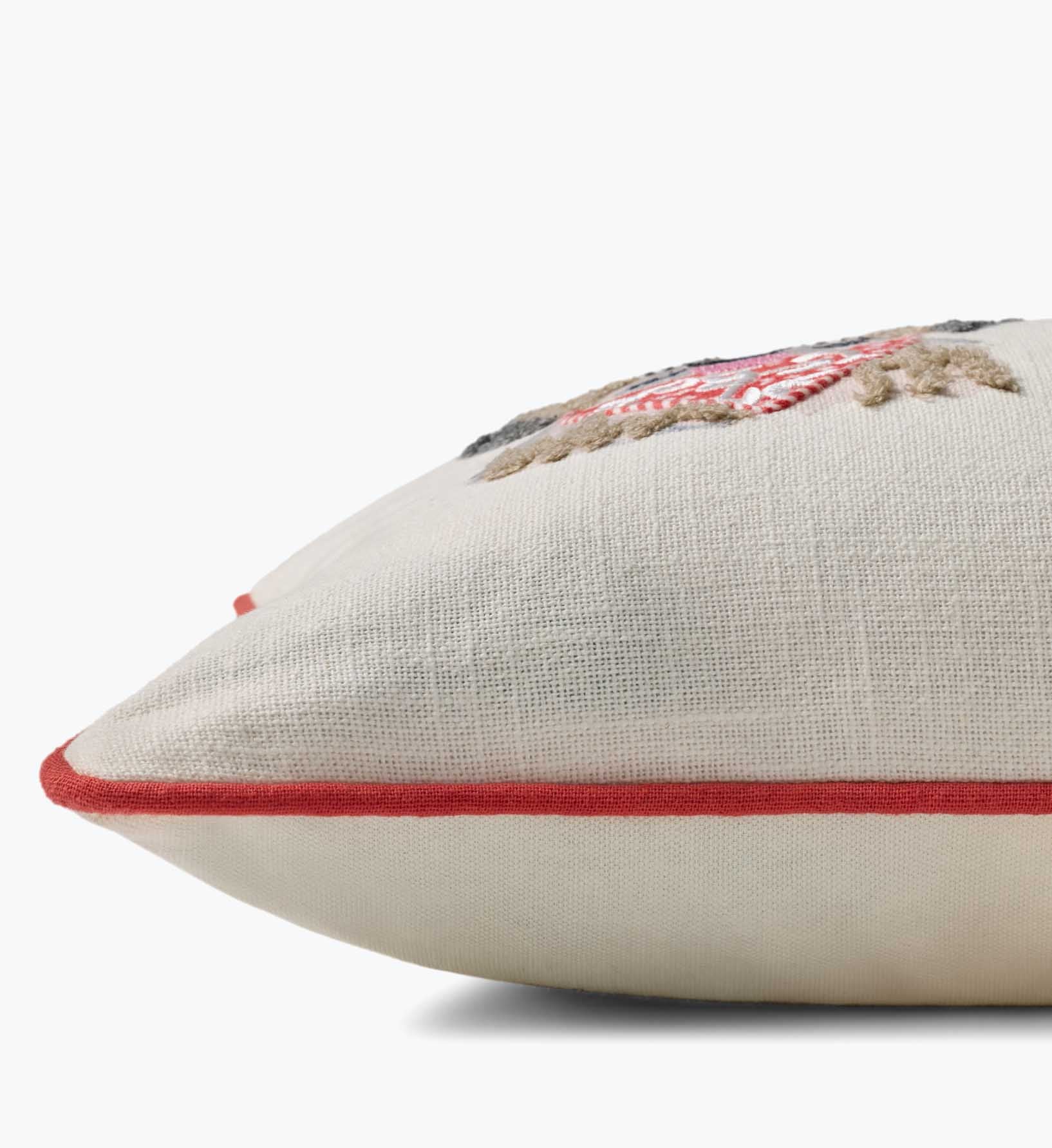 Cloverpaperco™ - Hot Dogs Embroidered Lumbar Pillow - White