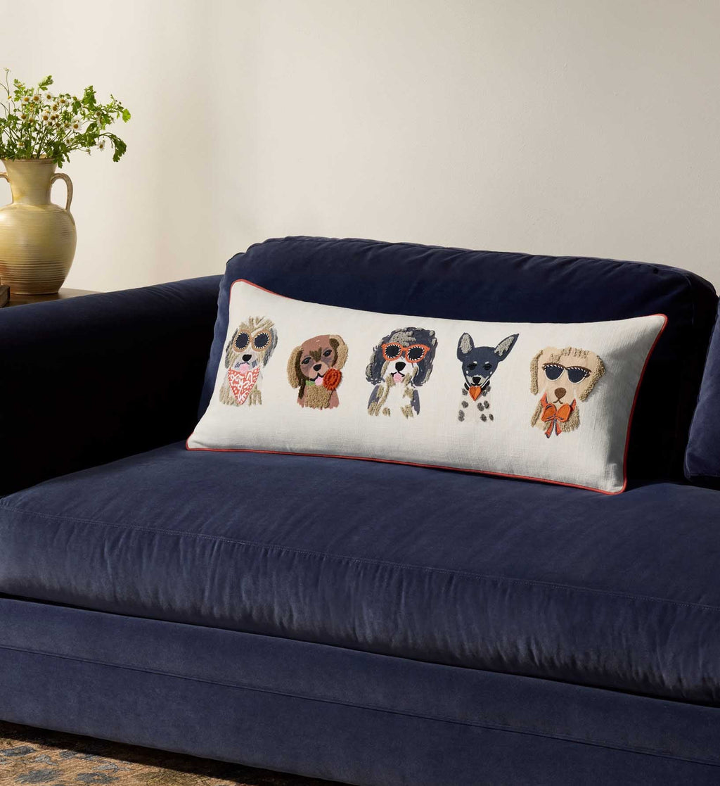 Cloverpaperco™ - Hot Dogs Embroidered Lumbar Pillow - White