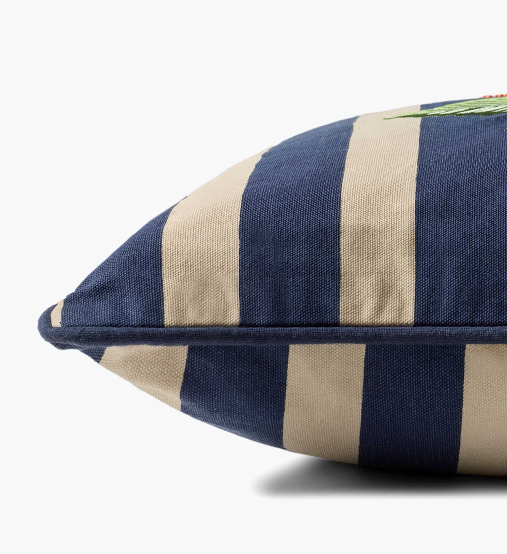 Cloverpaperco™ - Raspberries Embroidered Pillow - Navy