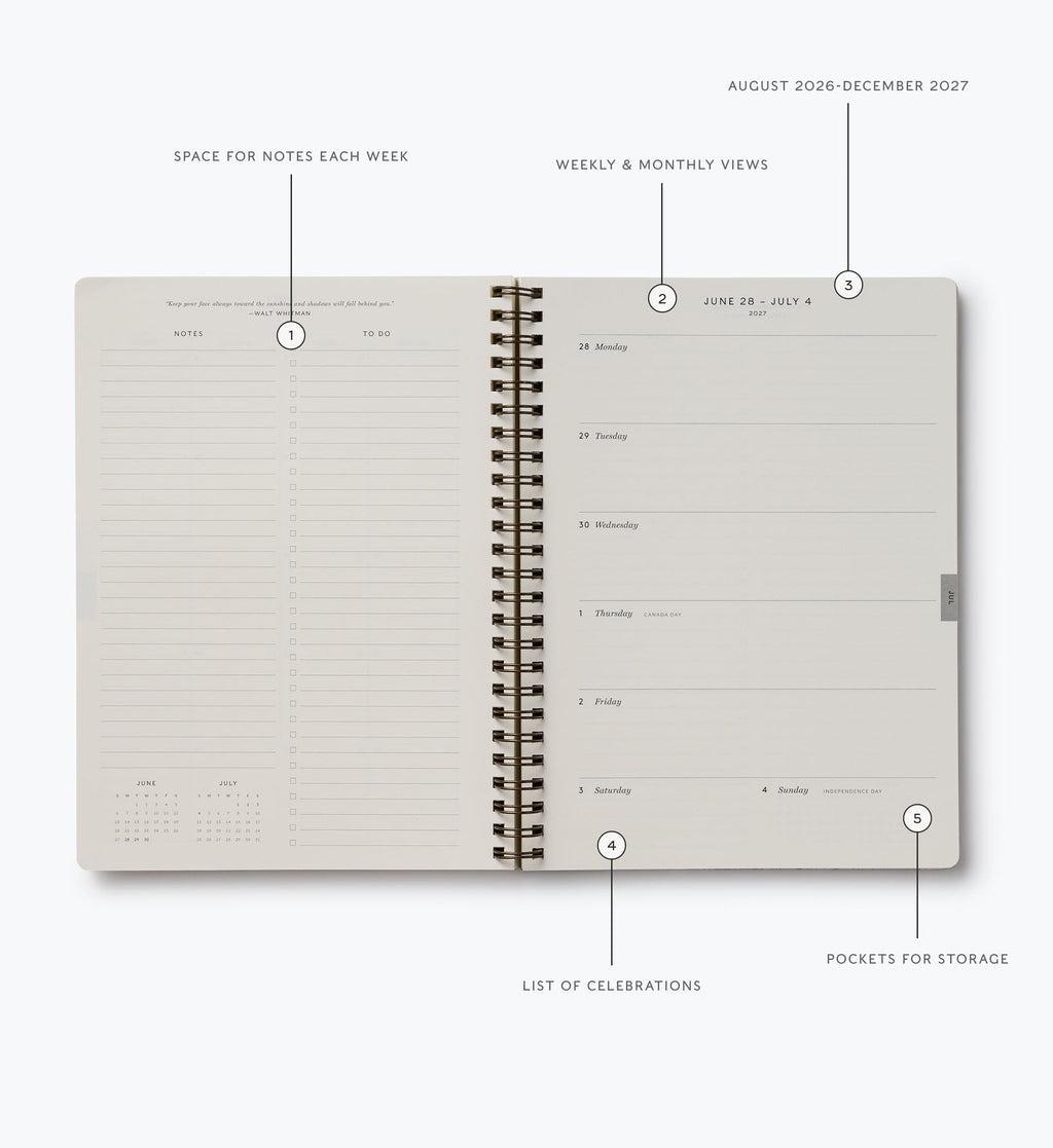 Cloverpaperco™ - 2026-2027 17-Month Academic Softcover Spiral Planner - Mimi