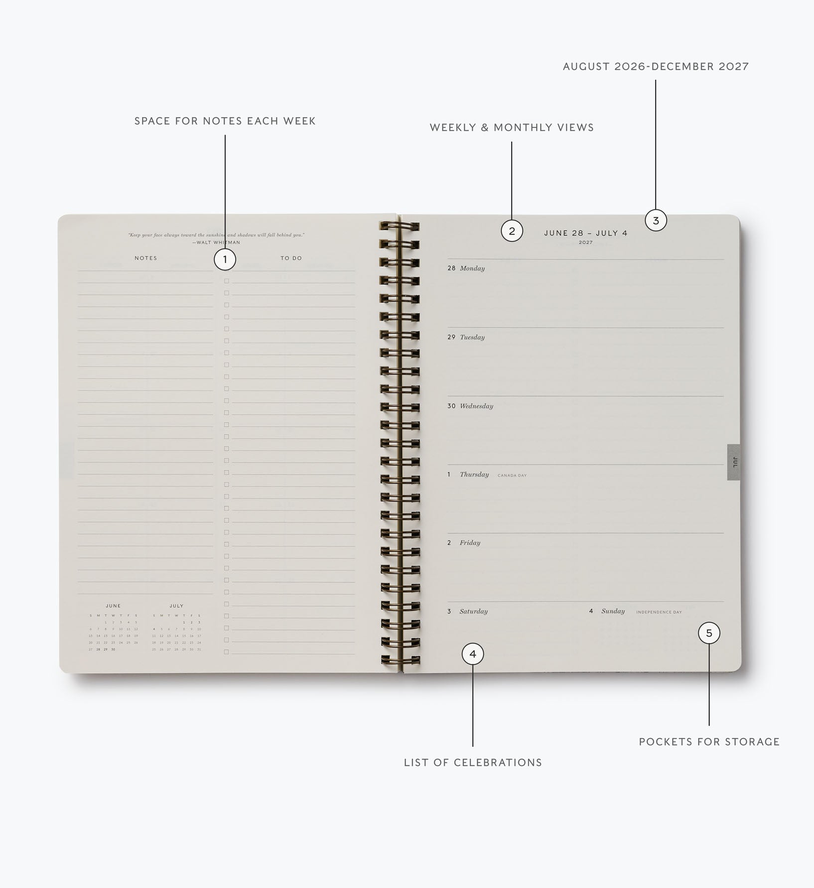 Cloverpaperco™ - 2026-2027 17-Month Academic Softcover Spiral Planner - Mimi