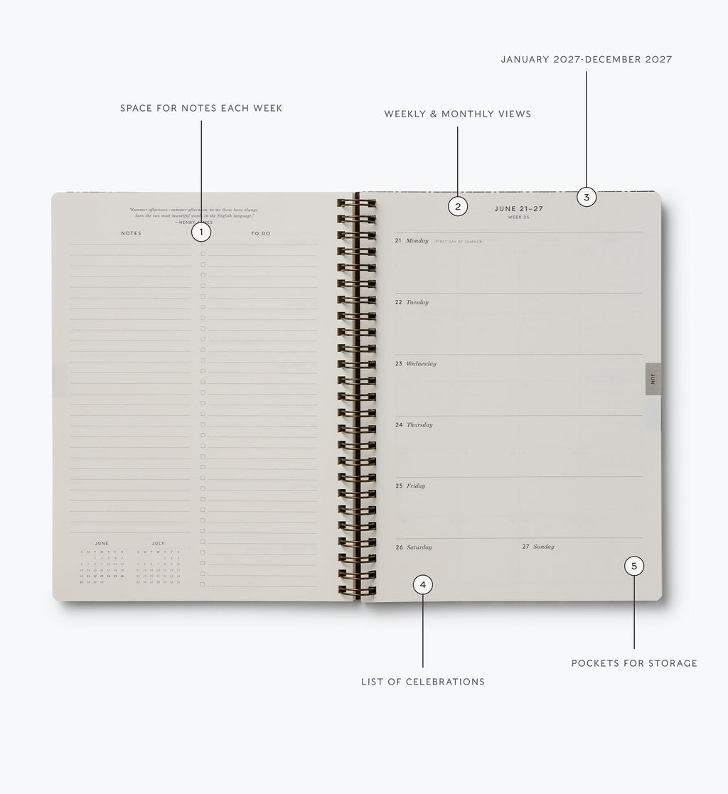 Cloverpaperco™ - 2027 12-Month Softcover Spiral Planner - Sage Hydrangea