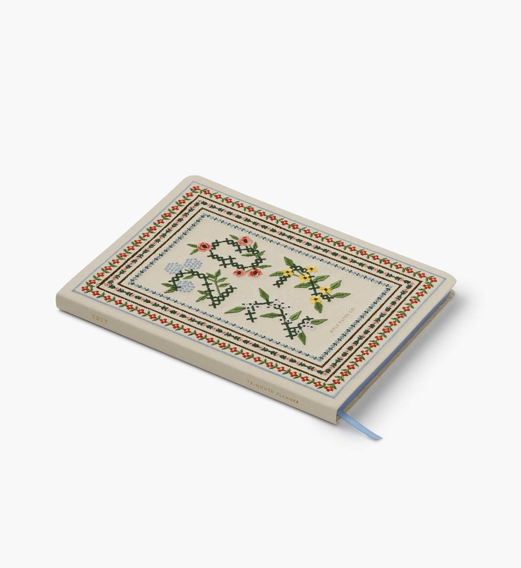 Cloverpaperco™ - 2027 12-Month Embroidered Bookbound Planner - Heritage Sampler