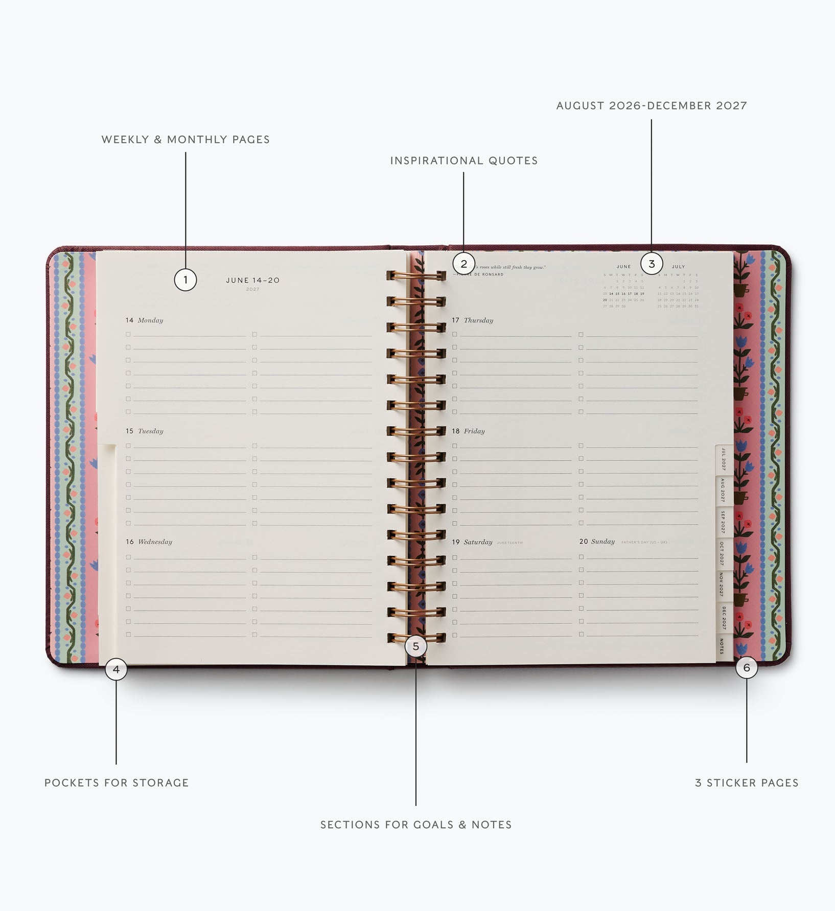 Cloverpaperco™ - 2026-2027 17-Month Academic Covered Spiral Planner - Ladies Night Book Club