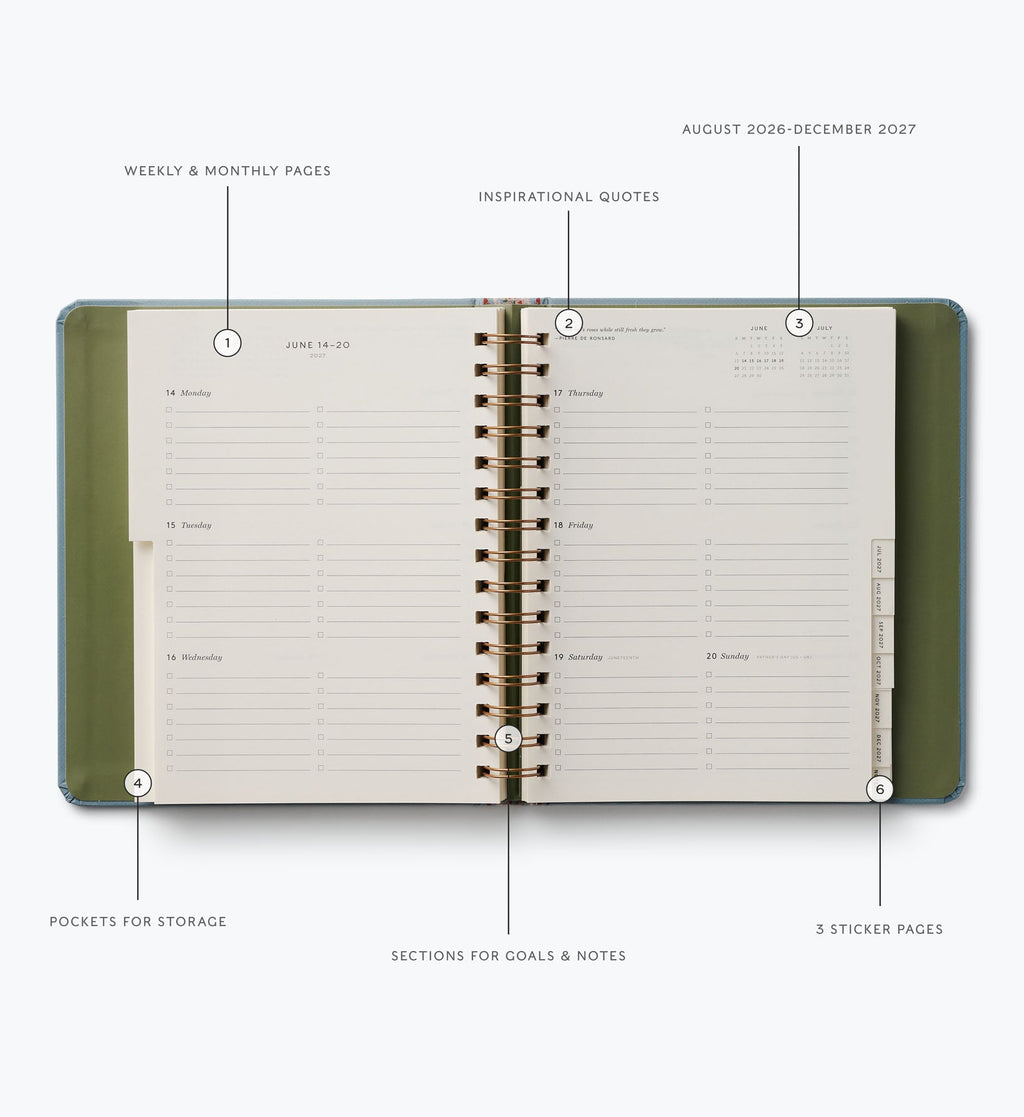 Cloverpaperco™ - 2026-2027 17-Month Academic Covered Spiral Planner - Paisley