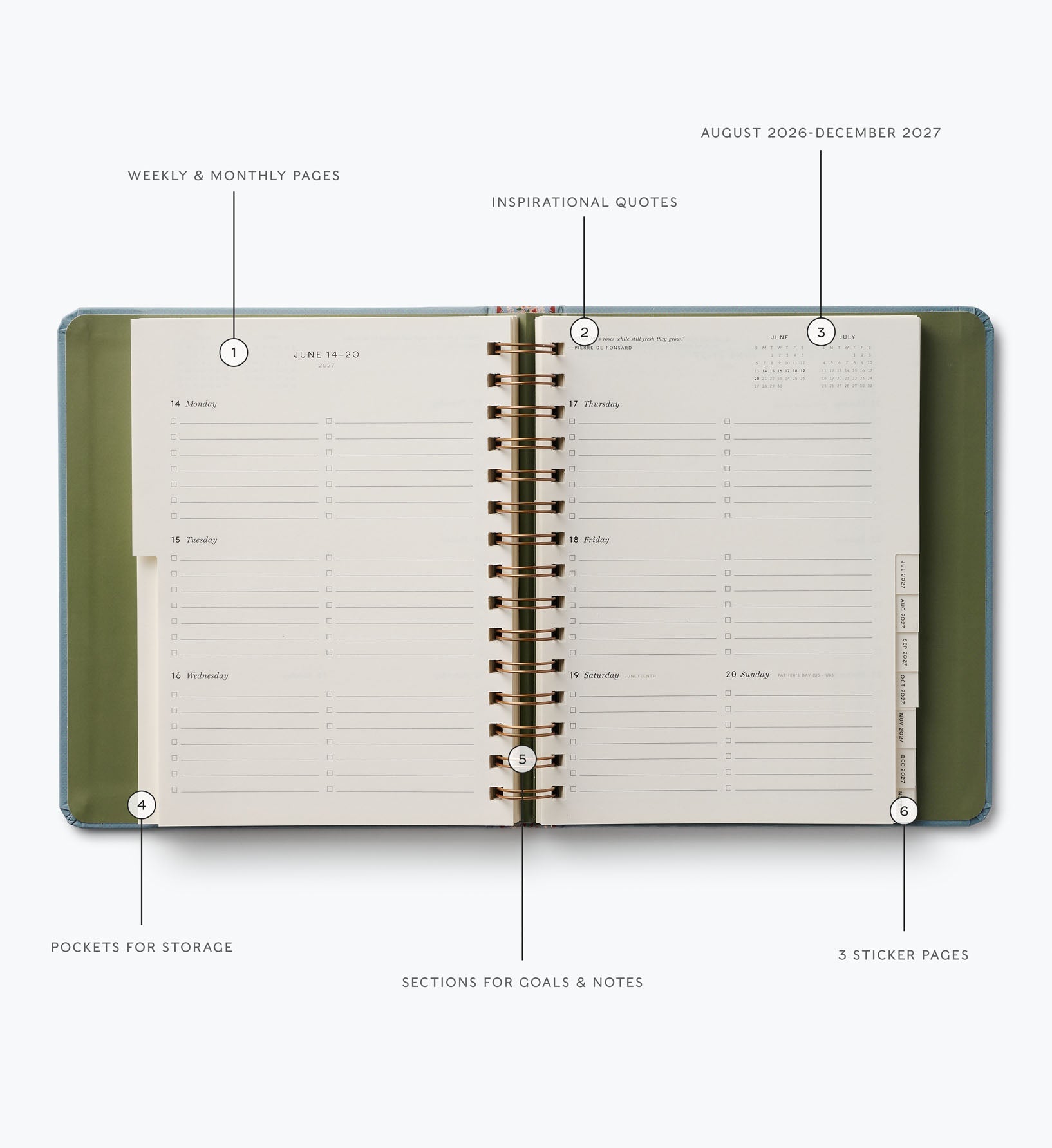 Cloverpaperco™ - 2026-2027 17-Month Academic Covered Spiral Planner - Paisley
