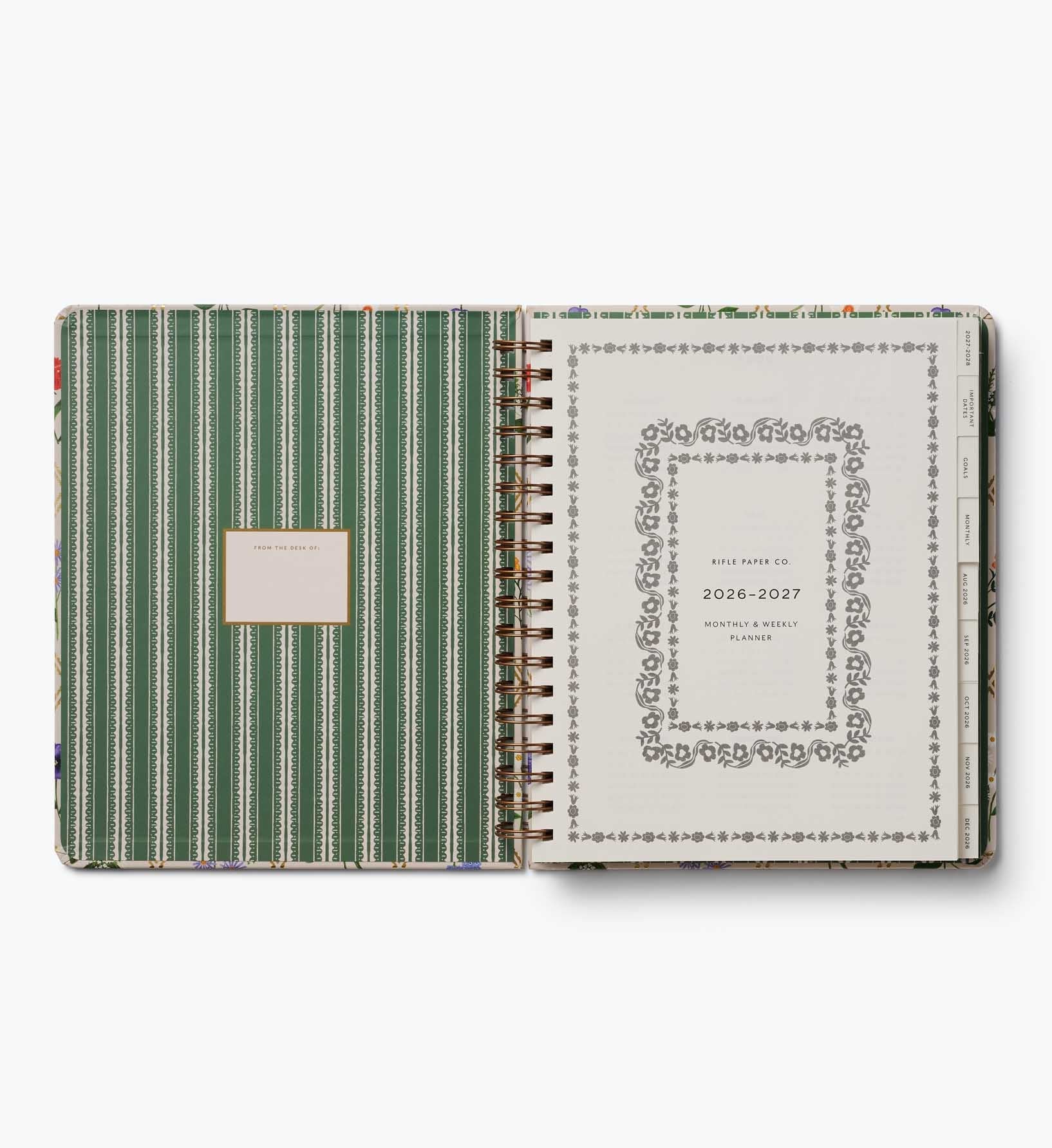 Cloverpaperco™ - 2026-2027 17-Month Academic Hardcover Spiral Planner - Garden Study