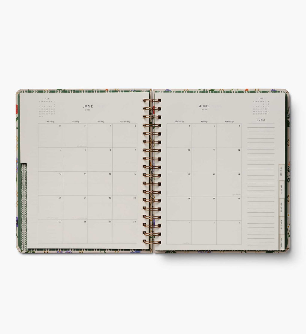 Cloverpaperco™ - 2026-2027 17-Month Academic Hardcover Spiral Planner - Garden Study