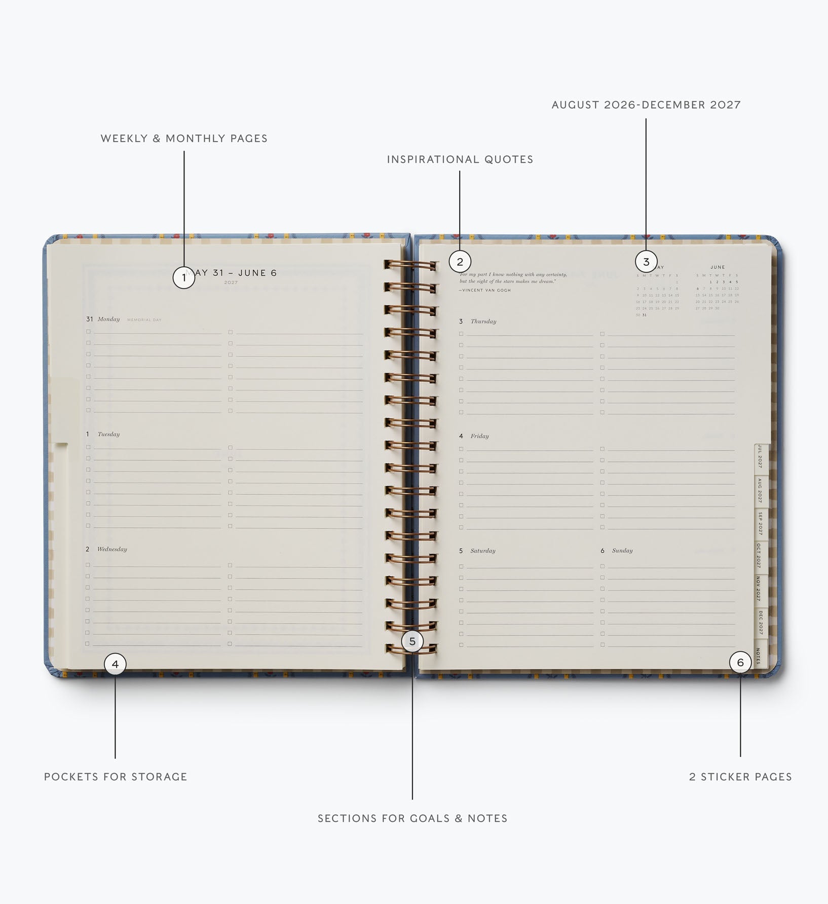 Cloverpaperco™ - 2026-2027 17-Month Academic Hardcover Spiral Planner - Schoolhouse