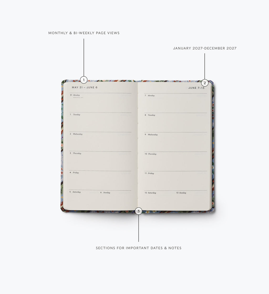 Cloverpaperco™ - 2027 12-Month Hardcover Pocket Planner - Paisley