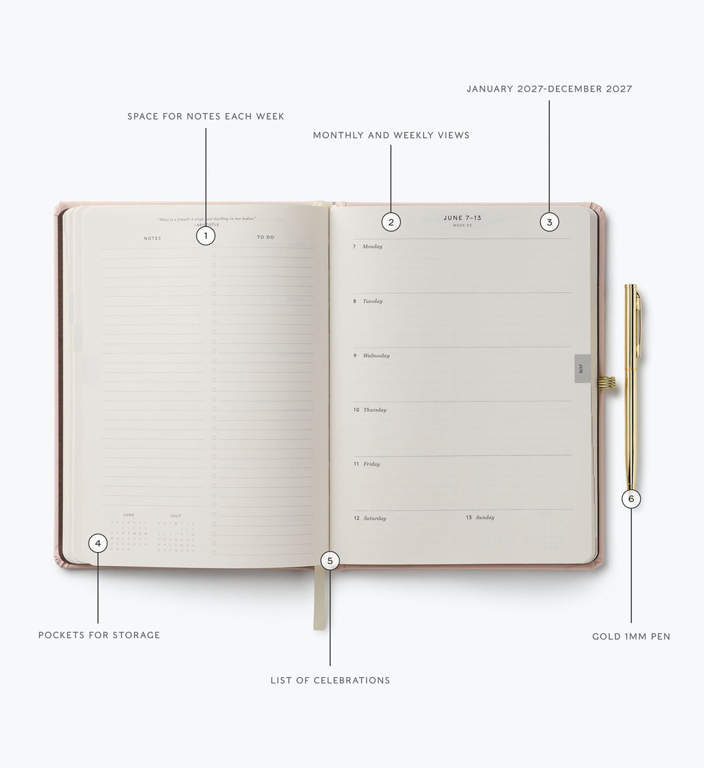 Cloverpaperco™ - 2027 12-Month Hardcover Planner with Pen - Paisley