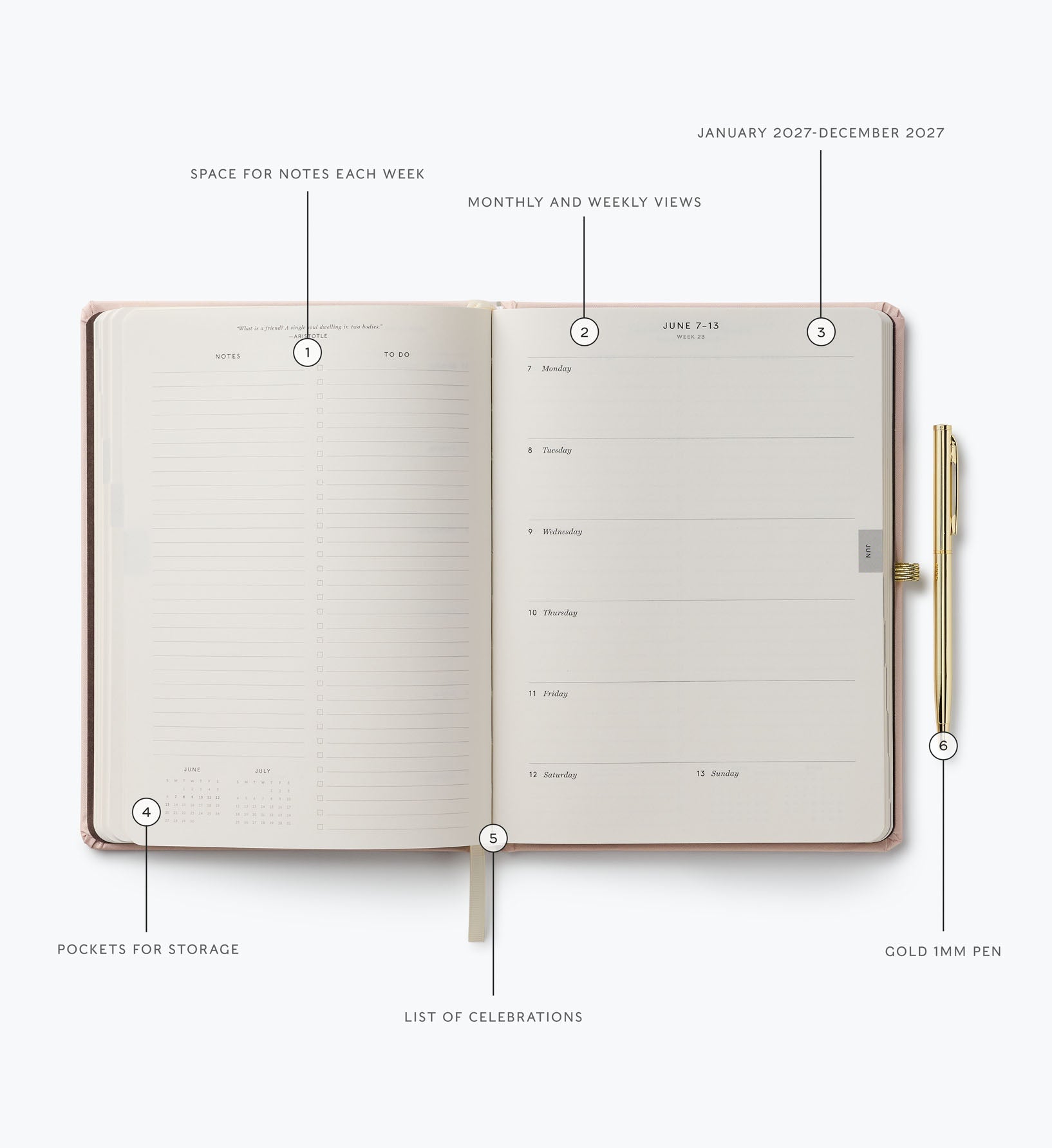 Cloverpaperco™ - 2027 12-Month Hardcover Planner with Pen - Paisley