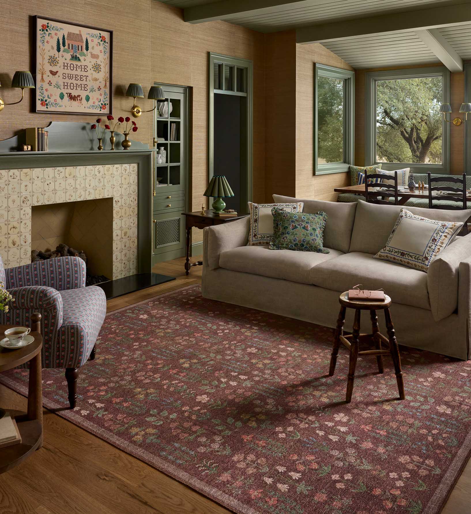 Cloverpaperco™ - Edinburgh Campbell Power Loomed Rug - Merlot