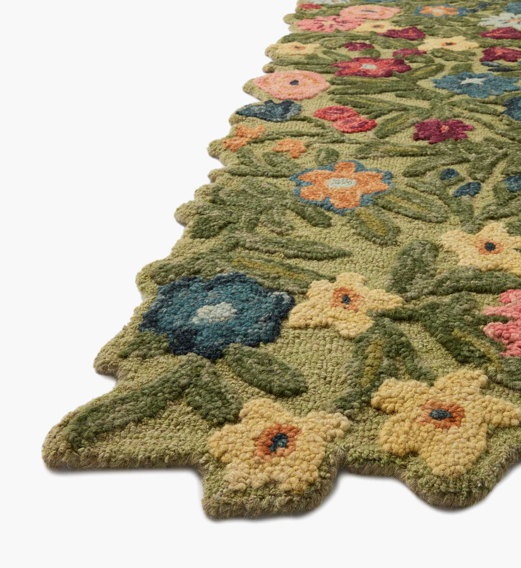 Cloverpaperco™ - Edith Wool Hooked Rug - Green