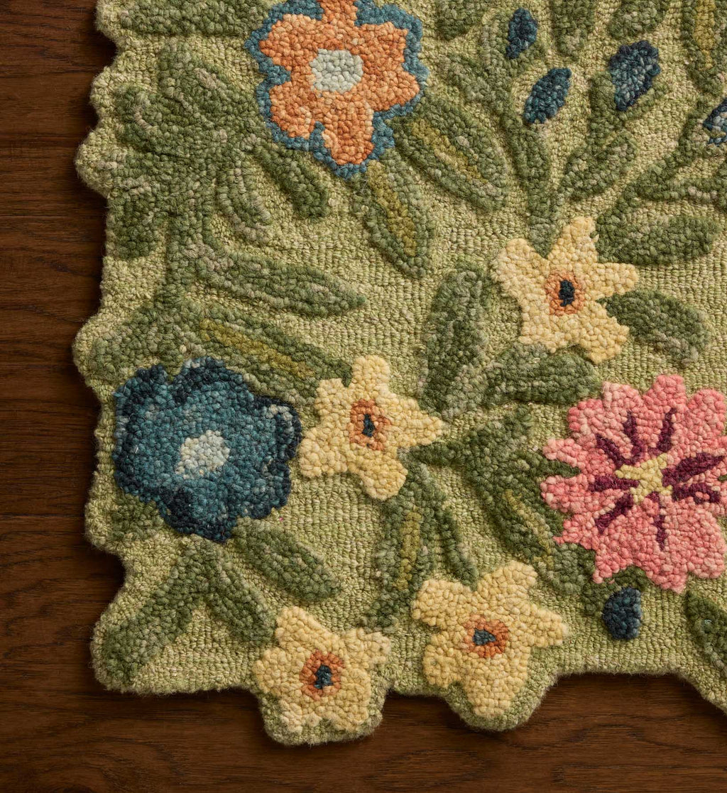 Cloverpaperco™ - Edith Wool Hooked Rug - Green