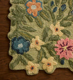 Cloverpaperco™ - Edith Wool Hooked Rug - Green