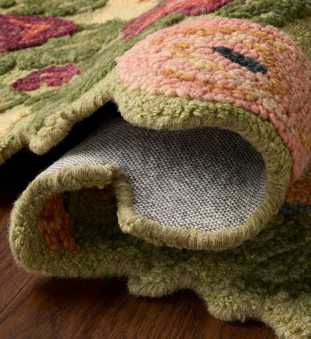 Cloverpaperco™ - Edith Wool Hooked Rug - Green