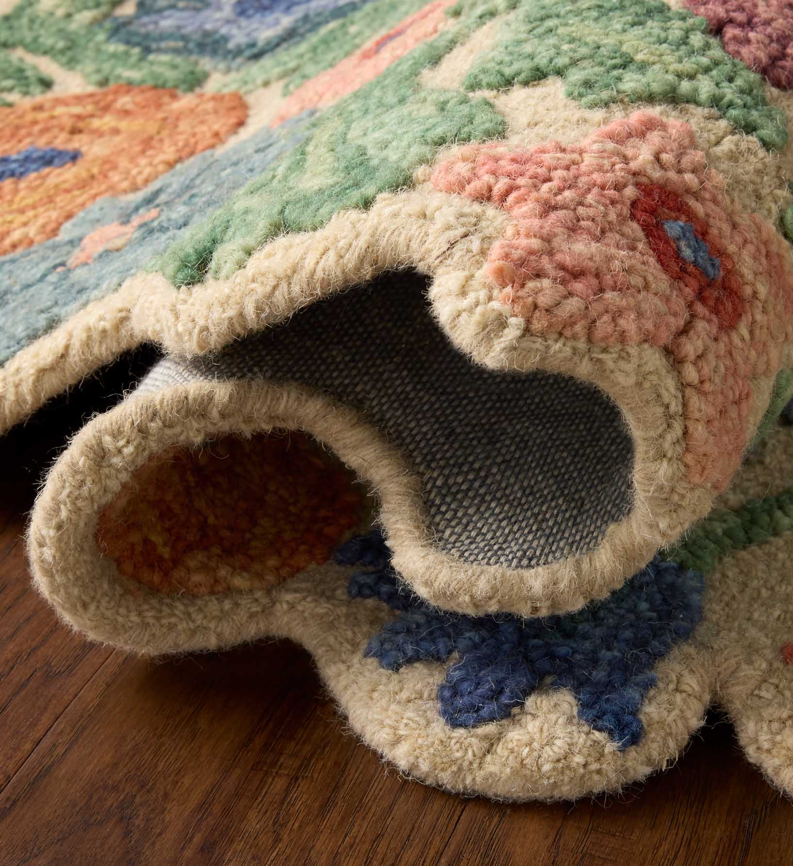 Cloverpaperco™ - Edith Wool Hooked Rug - Ivory