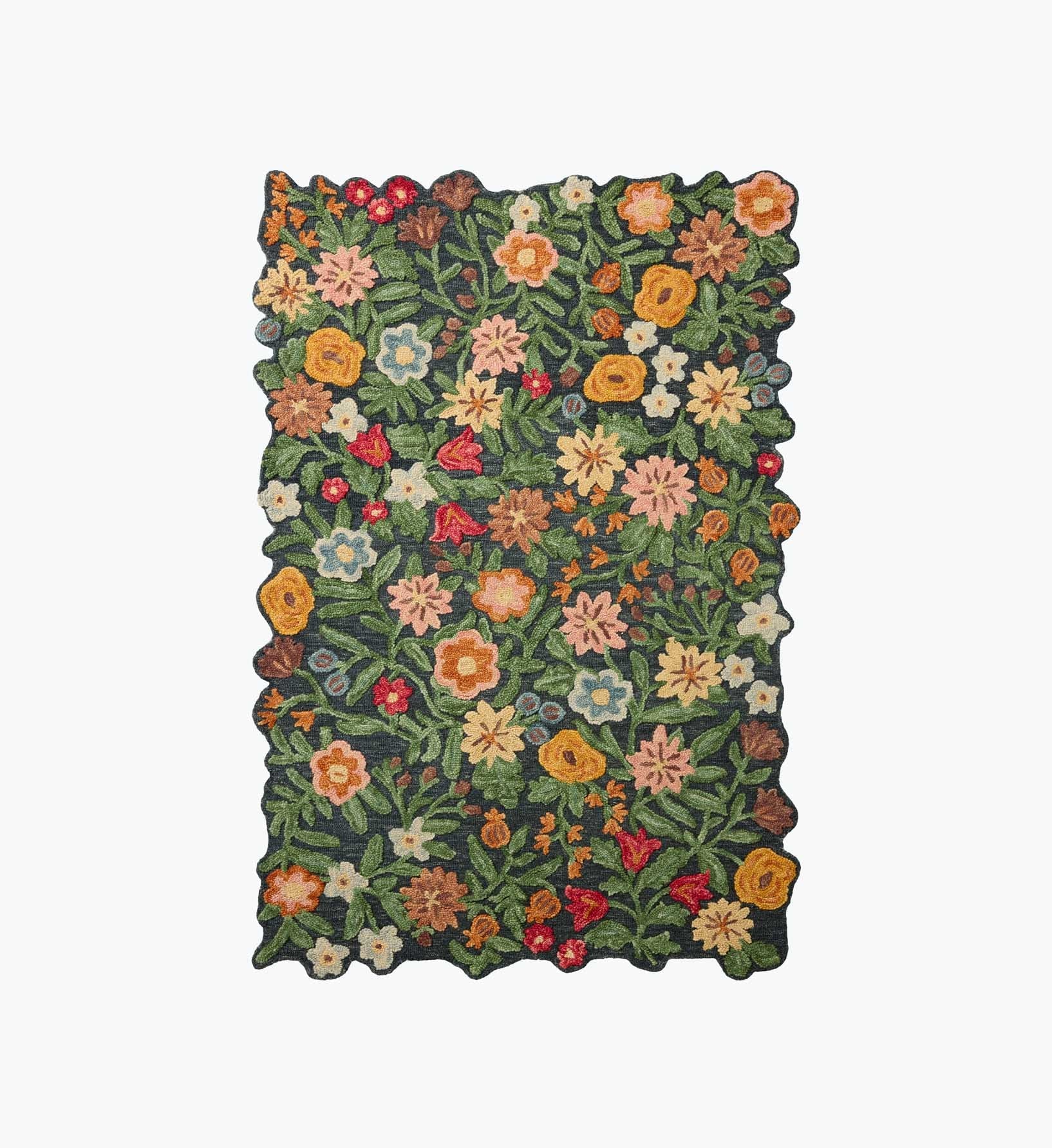 Cloverpaperco™ - Edith Wool Hooked Rug - Navy