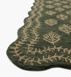Cloverpaperco™ - Lisette Wool Hooked Rug - Forest & Oatmeal