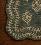 Cloverpaperco™ - Lisette Wool Hooked Rug - Forest & Oatmeal