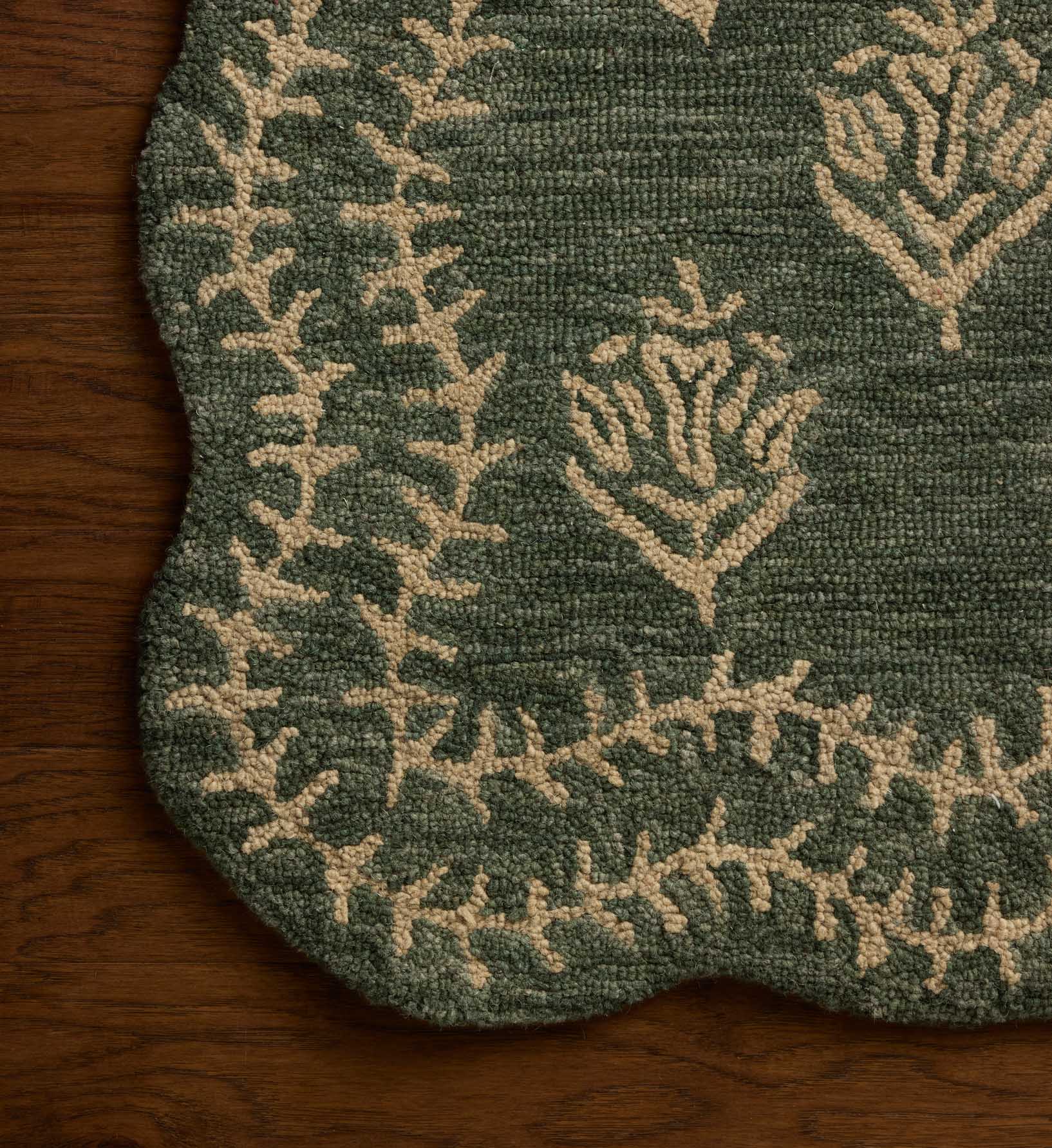 Cloverpaperco™ - Lisette Wool Hooked Rug - Forest & Oatmeal