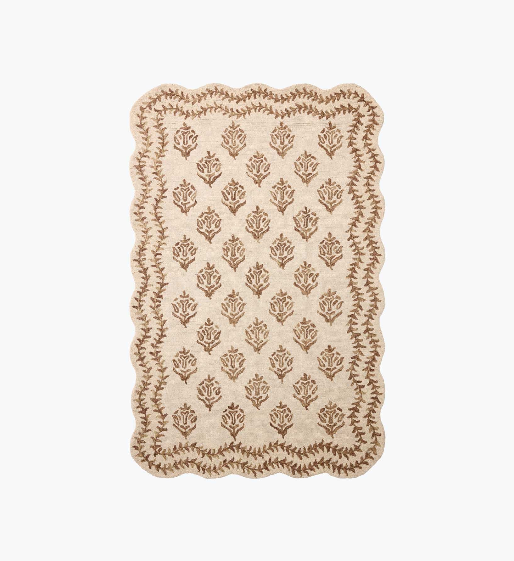 Cloverpaperco™ - Lisette Wool Hooked Rug - Ivory & Natural