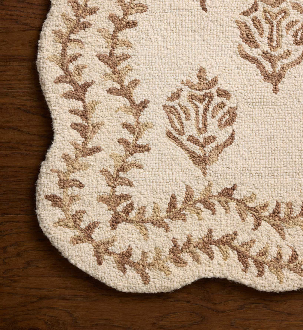 Cloverpaperco™ - Lisette Wool Hooked Rug - Ivory & Natural