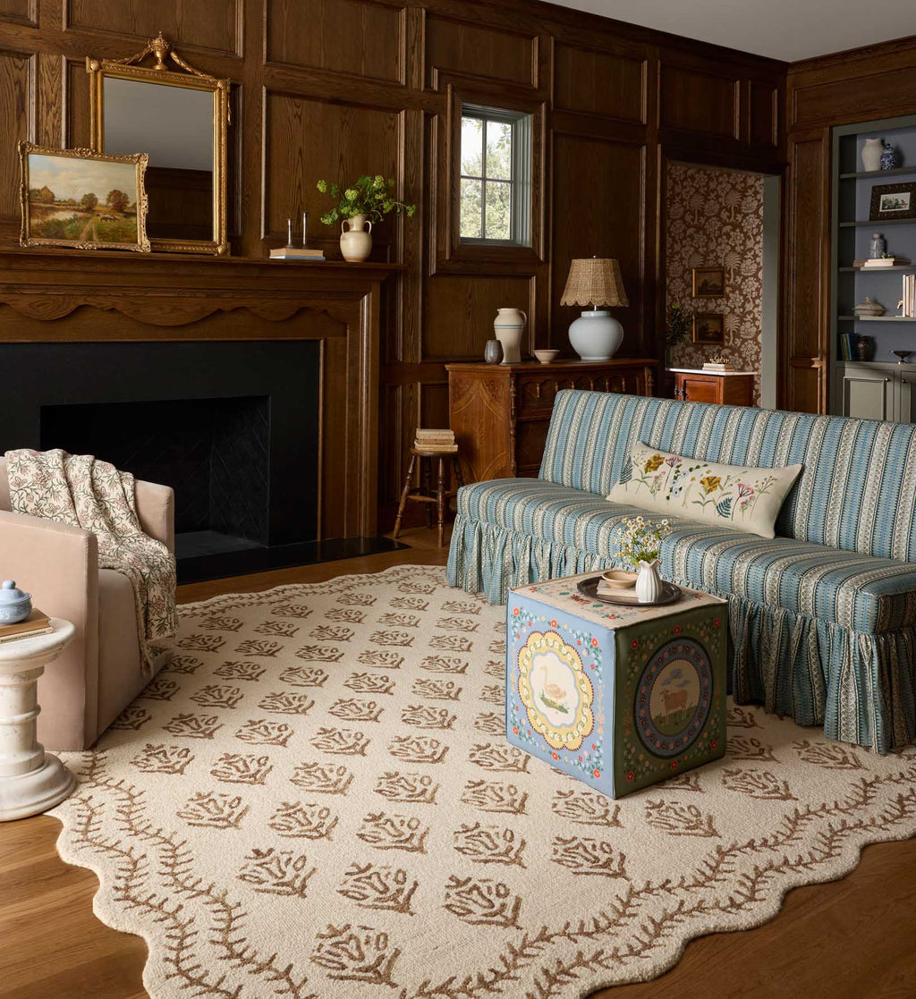 Cloverpaperco™ - Lisette Wool Hooked Rug - Ivory & Natural