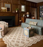 Cloverpaperco™ - Lisette Wool Hooked Rug - Ivory & Natural