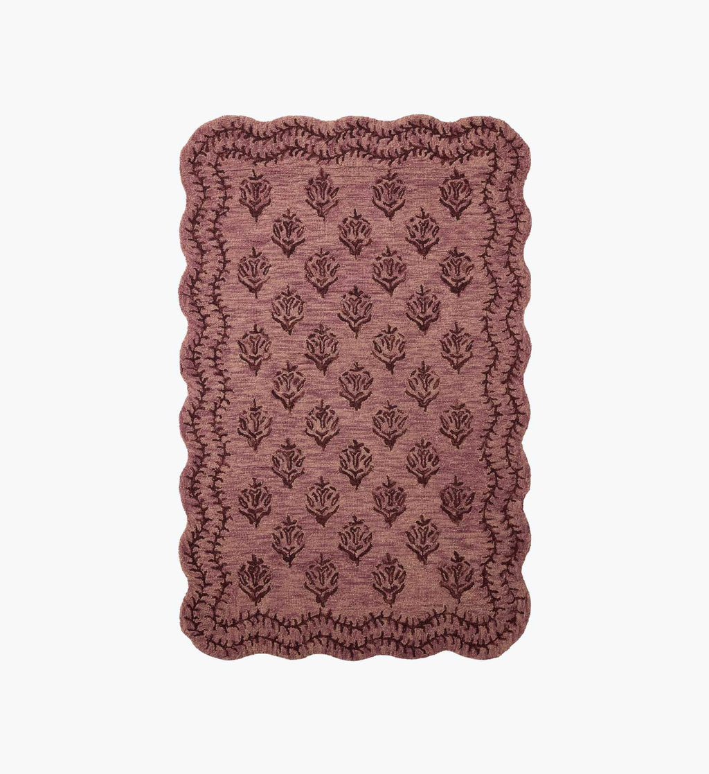 Cloverpaperco™ - Lisette Wool Hooked Rug - Plum