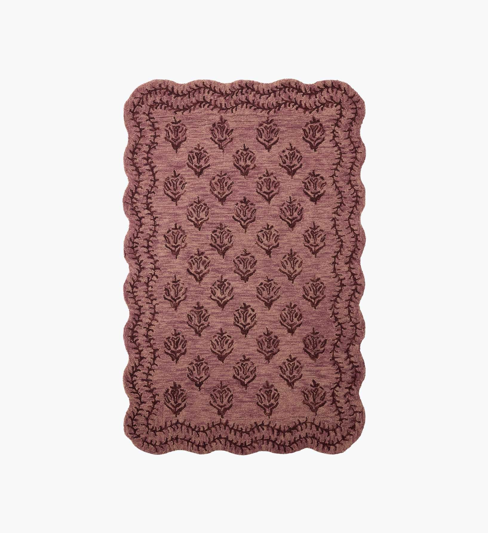 Cloverpaperco™ - Lisette Wool Hooked Rug - Plum