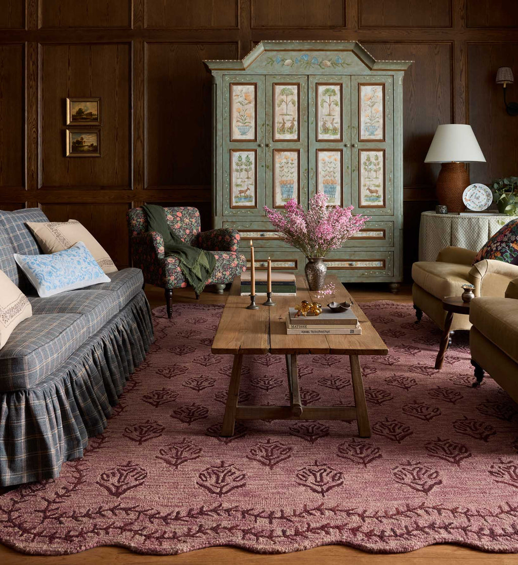 Cloverpaperco™ - Lisette Wool Hooked Rug - Plum