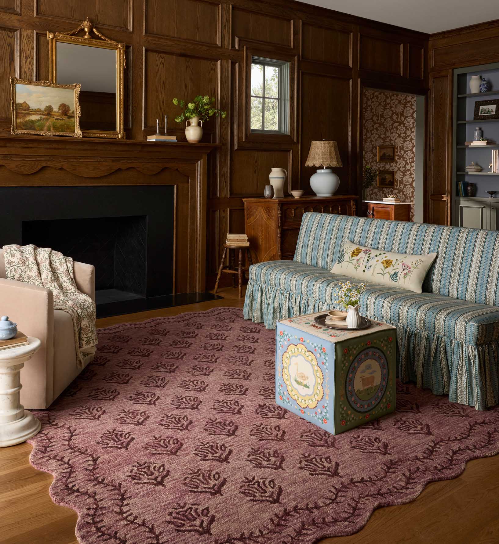 Cloverpaperco™ - Lisette Wool Hooked Rug - Plum