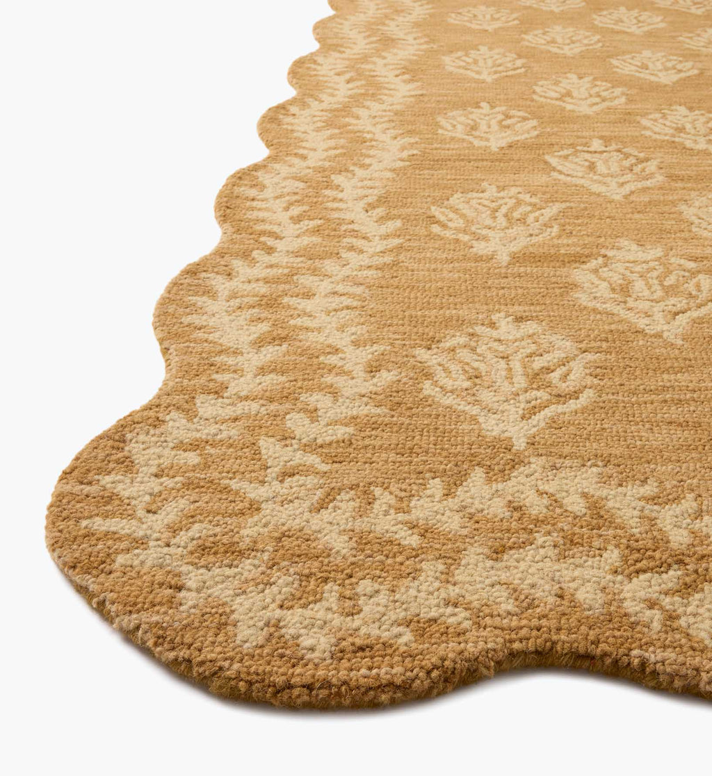 Cloverpaperco™ - Lisette Wool Hooked Rug - Wheat & Ivory