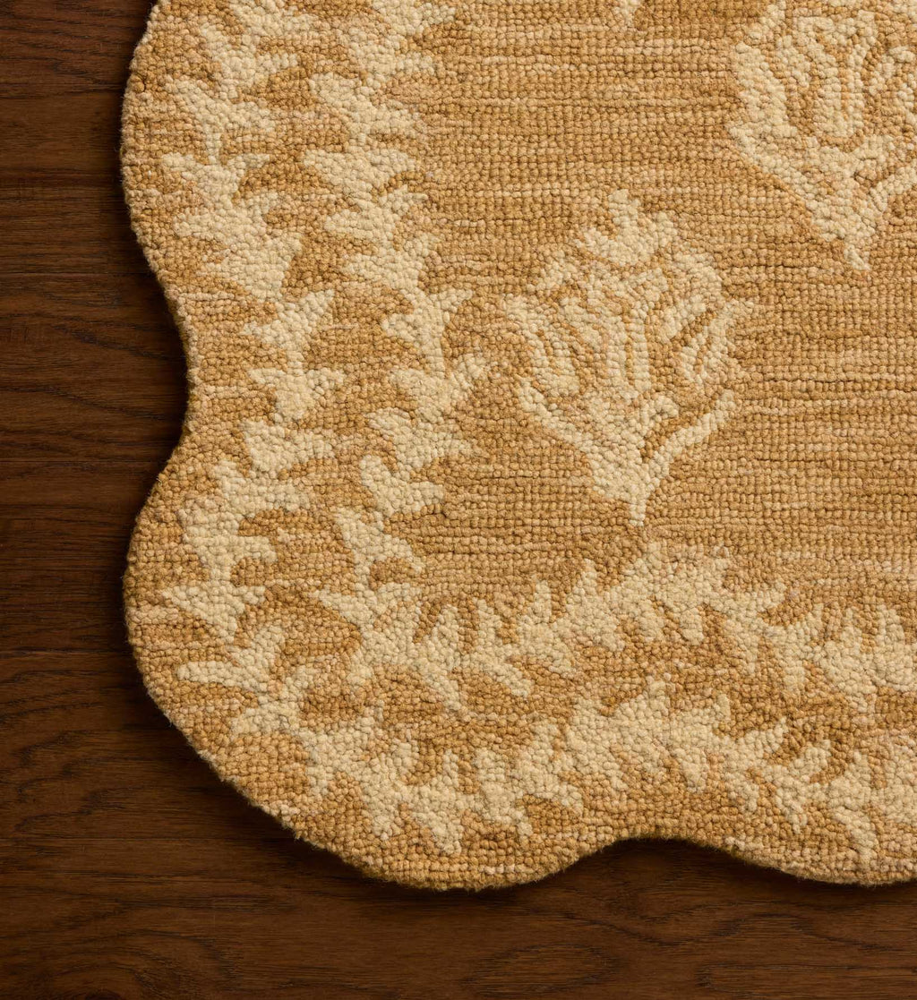 Cloverpaperco™ - Lisette Wool Hooked Rug - Wheat & Ivory