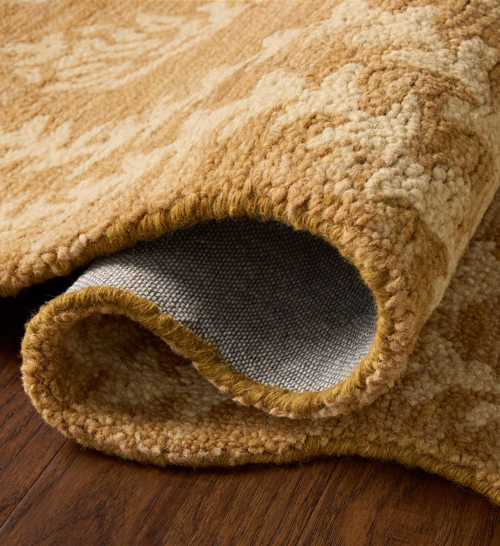 Cloverpaperco™ - Lisette Wool Hooked Rug - Wheat & Ivory