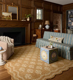 Cloverpaperco™ - Lisette Wool Hooked Rug - Wheat & Ivory