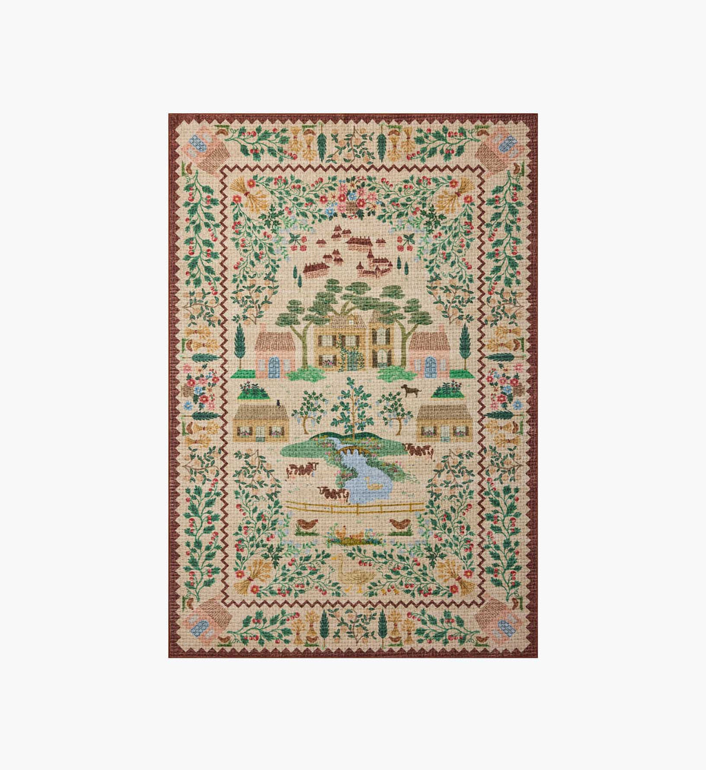 Cloverpaperco™ - Orchard Country Farm Washable Rug - Ivory