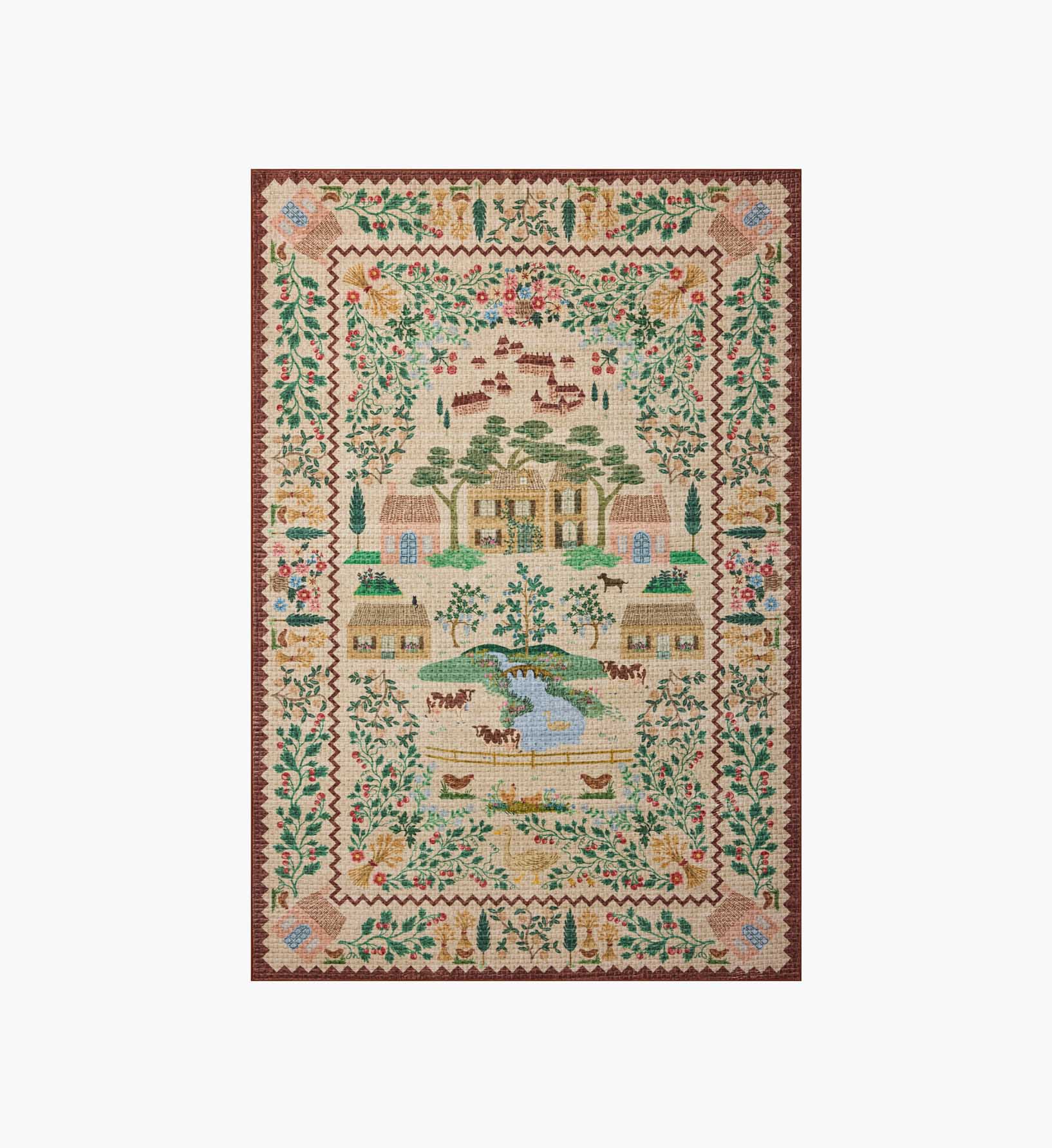 Cloverpaperco™ - Orchard Country Farm Washable Rug - Ivory