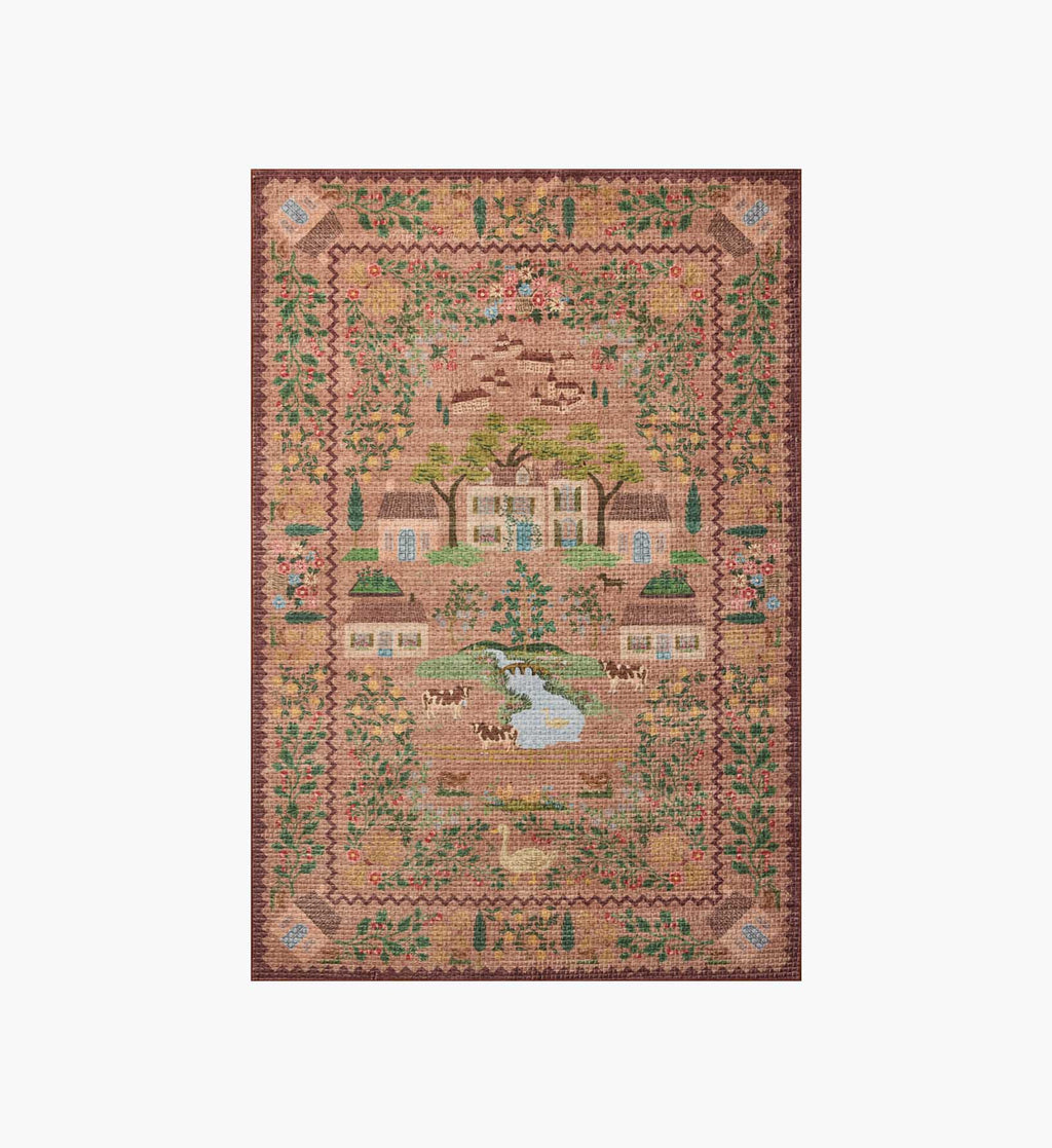 Cloverpaperco™ - Orchard Country Farm Washable Rug - Mauve