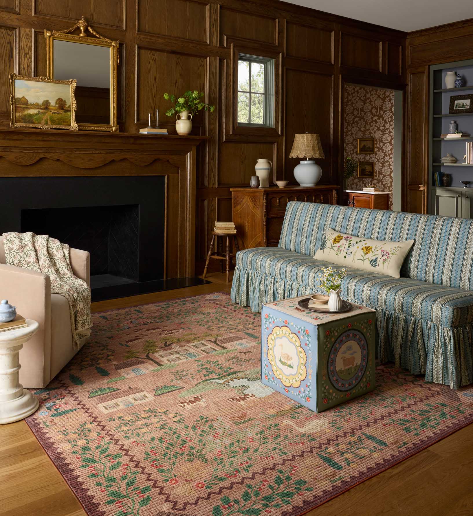Cloverpaperco™ - Orchard Country Farm Washable Rug - Mauve