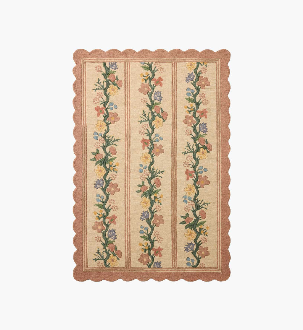 Cloverpaperco™ - Thistle Wool Hooked Rug - Blush