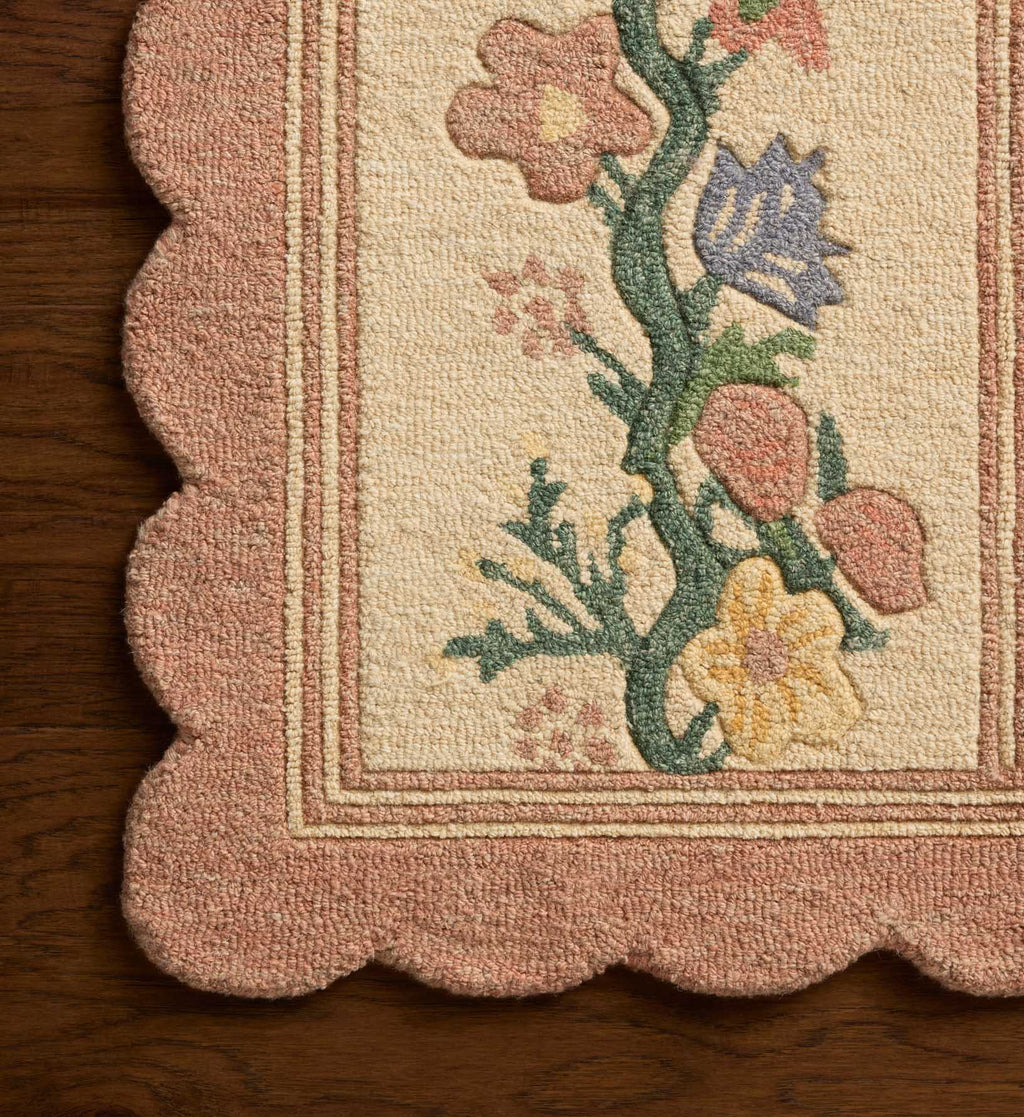 Cloverpaperco™ - Thistle Wool Hooked Rug - Blush