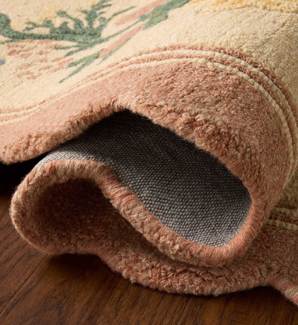 Cloverpaperco™ - Thistle Wool Hooked Rug - Blush