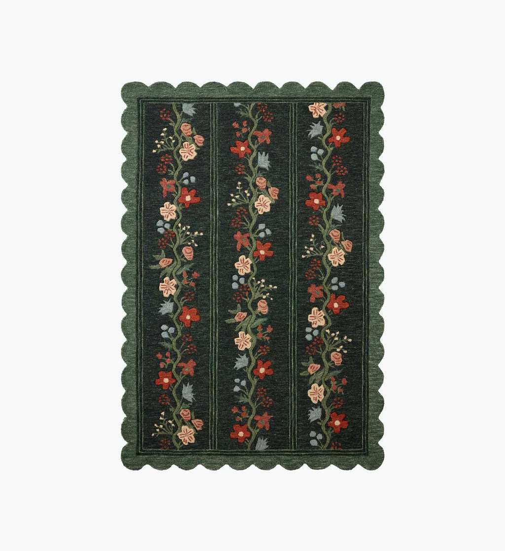 Cloverpaperco™ - Thistle Wool Hooked Rug - Forest